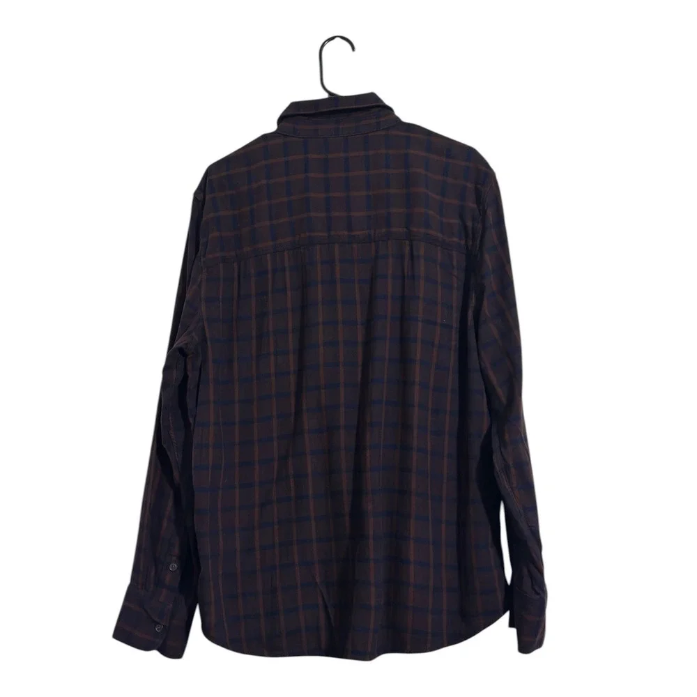 PAIGE Men's Everett Plaid Flannel Button-Up Shirt Cotton Viscose Size XL